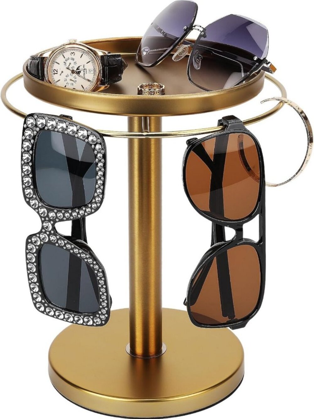 360° Rotating Sunglass Organizer - Stainless Steel Glasses Holder & Tray for